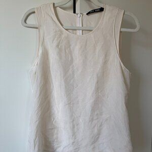 BLK DNM Cream Sleeveless Silk Top – Minimalist Tank Blouse